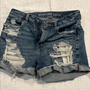 American Eagle Outfitters Distressed Denim Shorts - Blue